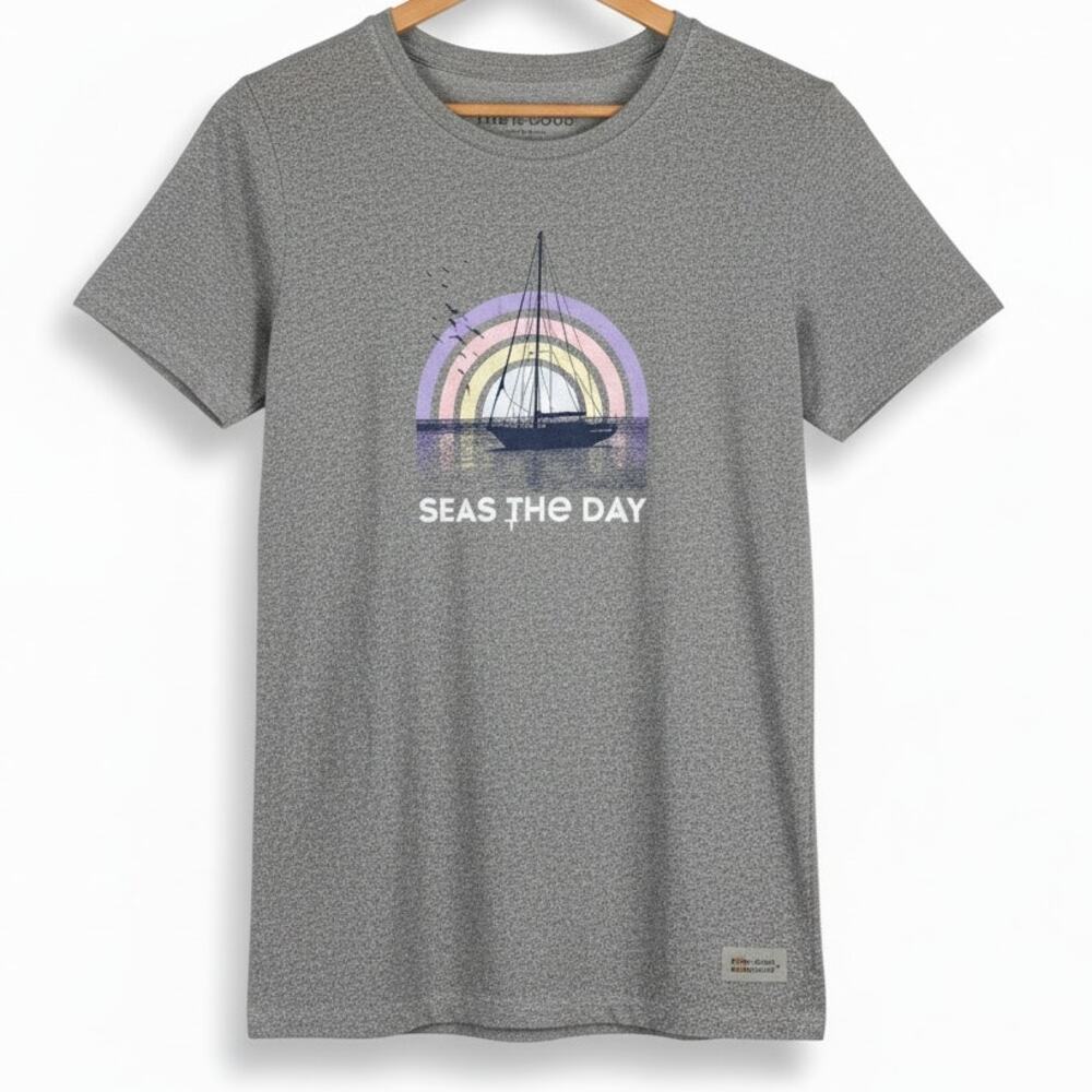 Life is Good Womens S Crusher Tee Seas The‎ Day Nautical Coastal Vacation Tee